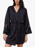 Chantelle Orchids Satin-Kimono-Bademantel