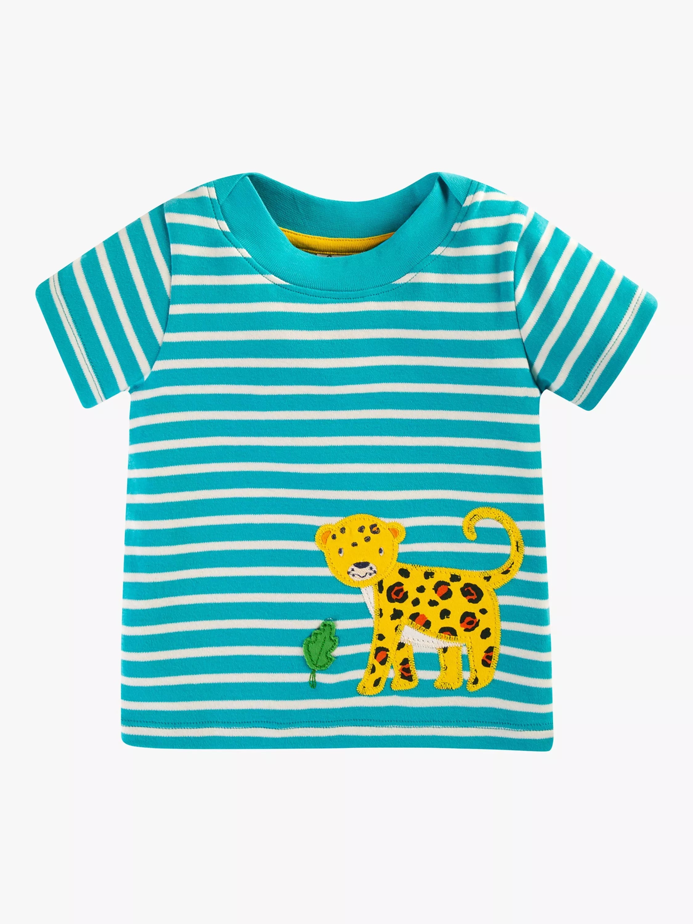 Frugi Baby Easy On Tropical Seaside & Jaguar Organic Cotton T-Shirt, Multi - McGrocer