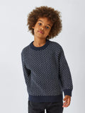 John Lewis Kinderpullover aus Wollmischung mit Vogelaugenmuster, Marineblau