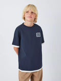 John Lewis Kinder-T-Shirt mit Slogan und angesagten Lagenärmeln, Marineblau