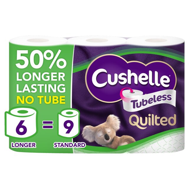 Cushelle Quilted Tubeless Toilet Roll 50% More Sheets 6 per pack - McGrocer