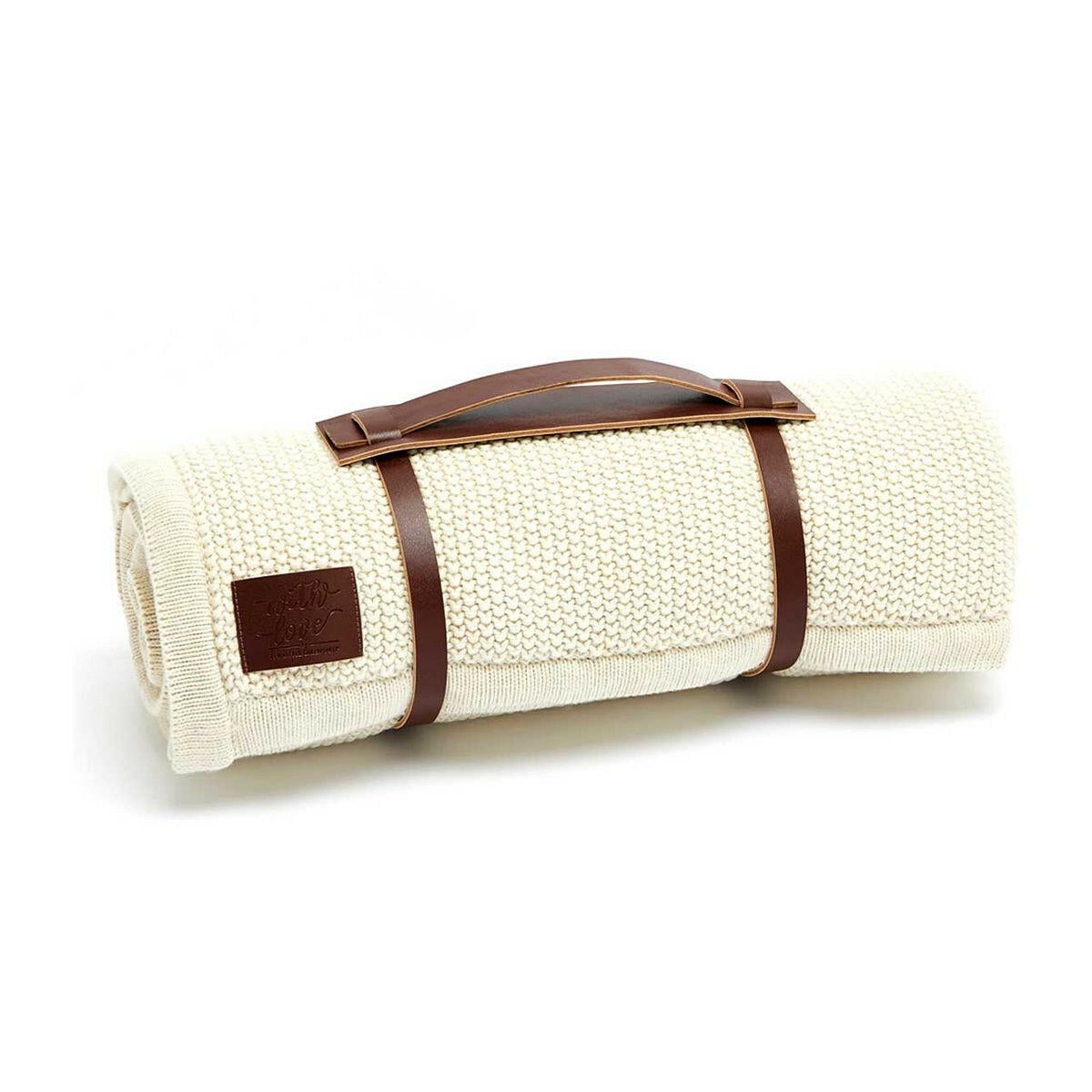 The Little Green Sheep Knitted Fleece Baby Blanket - Linen GOODS Boots