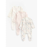 Baby Girl Pink 3 Pack Sleepsuits