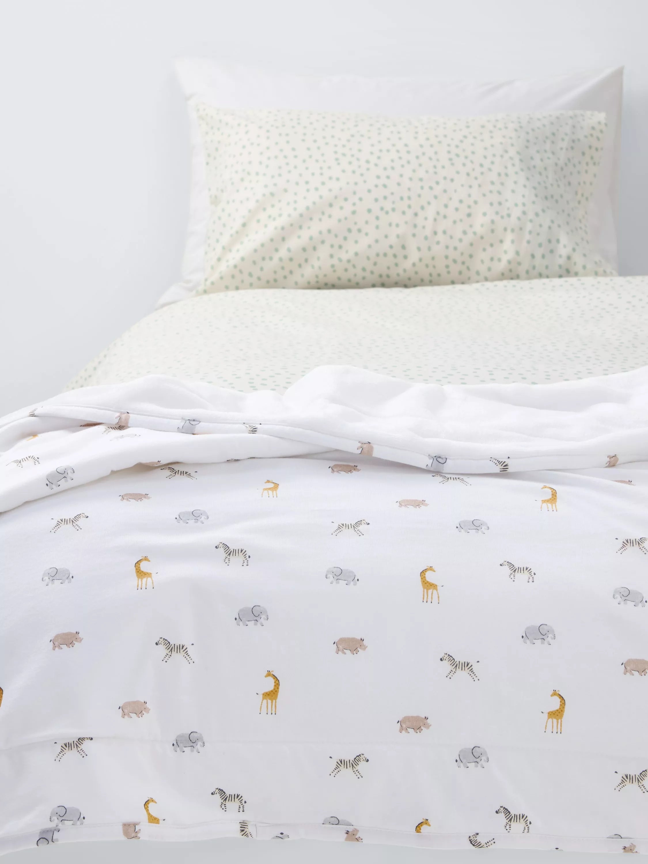 John Lewis Baby Safari Reversible Jersey Cotton Blanket, White - McGrocer