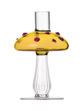 Ichendorf Milano Alice Mushroom Großer Glas-Kerzenhalter, Klar/Bernstein