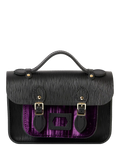 Cambridge Satchel x Wicked The Mini Satchel, Schwarz 1914 Grain mit violettem Samt
