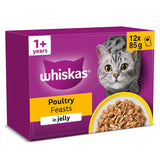 Whiskas 1+ Poultry Feasts in Jelly Adult Wet Cat Food Pouches 12 x 85g