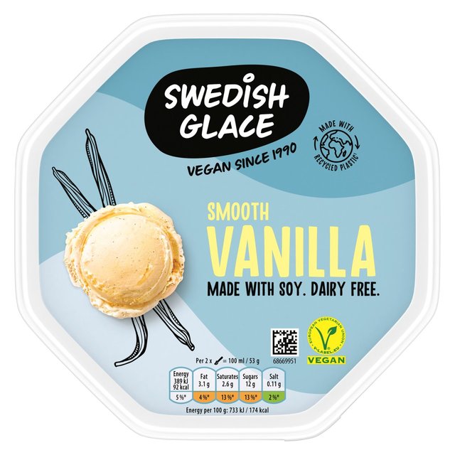Swedish Glace Dairy Free Smooth Vanilla Vegan Ice Cream Tub 750ml GOODS M&S