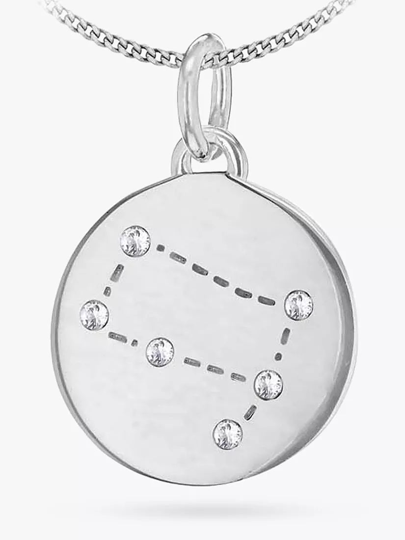 IBB Personalised Gemini Star Sign Disc Pendant Necklace, Silver - McGrocer