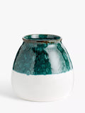 John Lewis Halbgetauchte Steingutvase, H 19 cm, Blau/Weiß