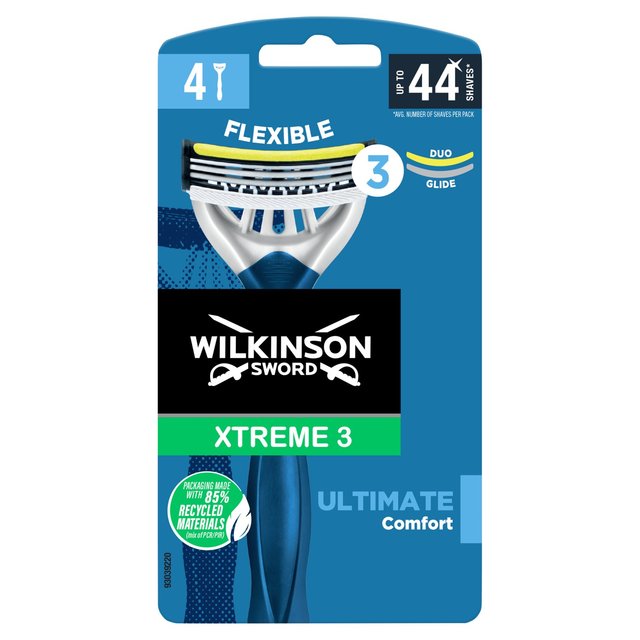 Wilkinson Sword Xtreme 3 Ultimate Plus Men's Disposable Razors 4 per pack GOODS M&S