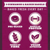 Warburtons Cinnamon & Raisin Thin Bagels 6 per pack GOODS M&S