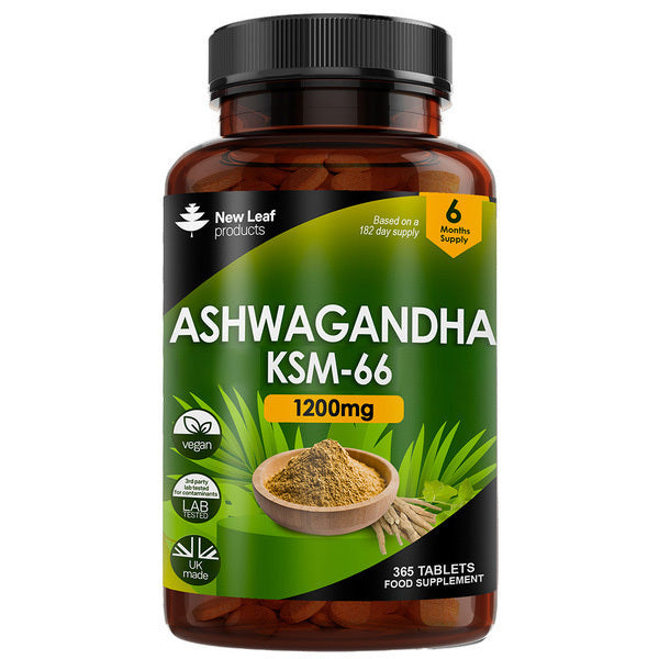 Ashwagandha KSM-66 1200mg Root Extract - 365 Vegan Tablets - McGrocer