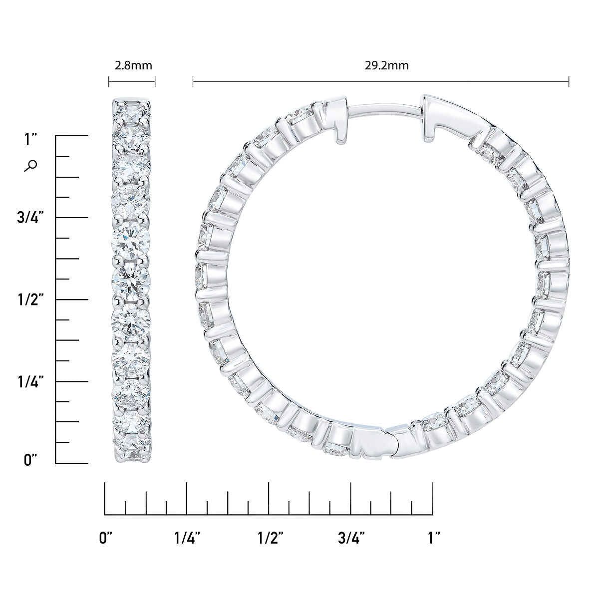 4.00ctw Round Brilliant Cut Diamond Inside Outside Hoop Earrings, 14ct White Gold - McGrocer