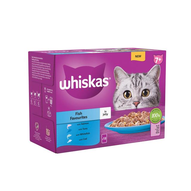 Whiskas 7+ Senior Wet Cat Food Fish Favourites in Jelly 12 x 85g GOODS M&S