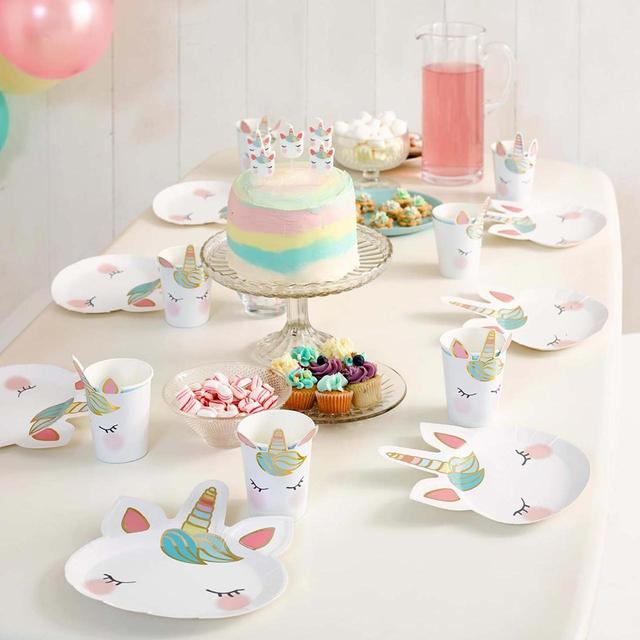 Talking Tables Unicorn Face Shaped Plates 8 per pack GOODS M&S