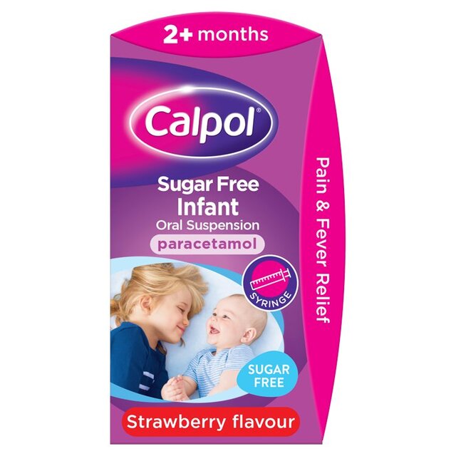 Calpol Infant Sugar Free Oral Suspension Strawberry 2+ Months 100ml - McGrocer
