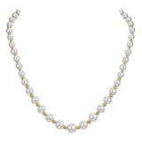 5-9mm Cultured Freshwater Pearl and Gold Bead Graduated Necklace, 14ct Yellow Gold - McGrocer