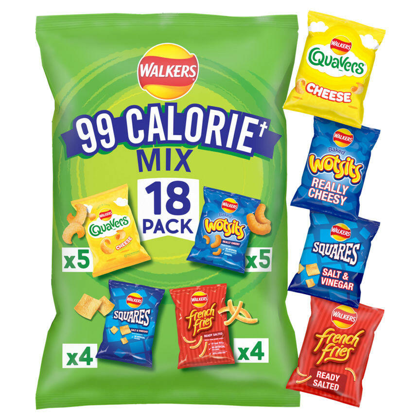 Walkers 99 Calorie Mix Multipack Snacks Crisps 18 Pack GOODS ASDA