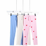 MS Cotton Rich Heart Rib Leggings 3 Pack 3-4 Years Pink