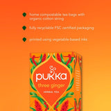 Pukka Organic Three Ginger Tea x20 Home-Compostable Herbal Tea Bags