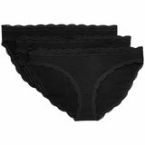 MS Womens Cotton Rich Lace Bikini Knickers 8 Black