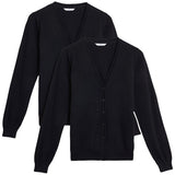 MS Black 2pk Cotton Cardigan 10-11Y