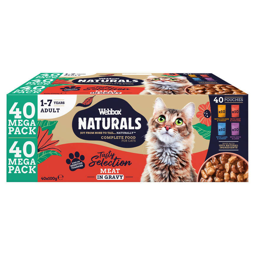Webbox Naturals Tasty Selection Meat in Gravy Adult 1-7 Years 40 x 100g GOODS ASDA
