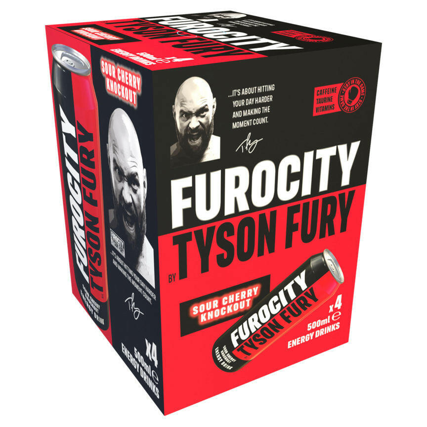 Tyson Fury Furocity Sour Cherry Knockout Energy Drink Cans GOODS ASDA