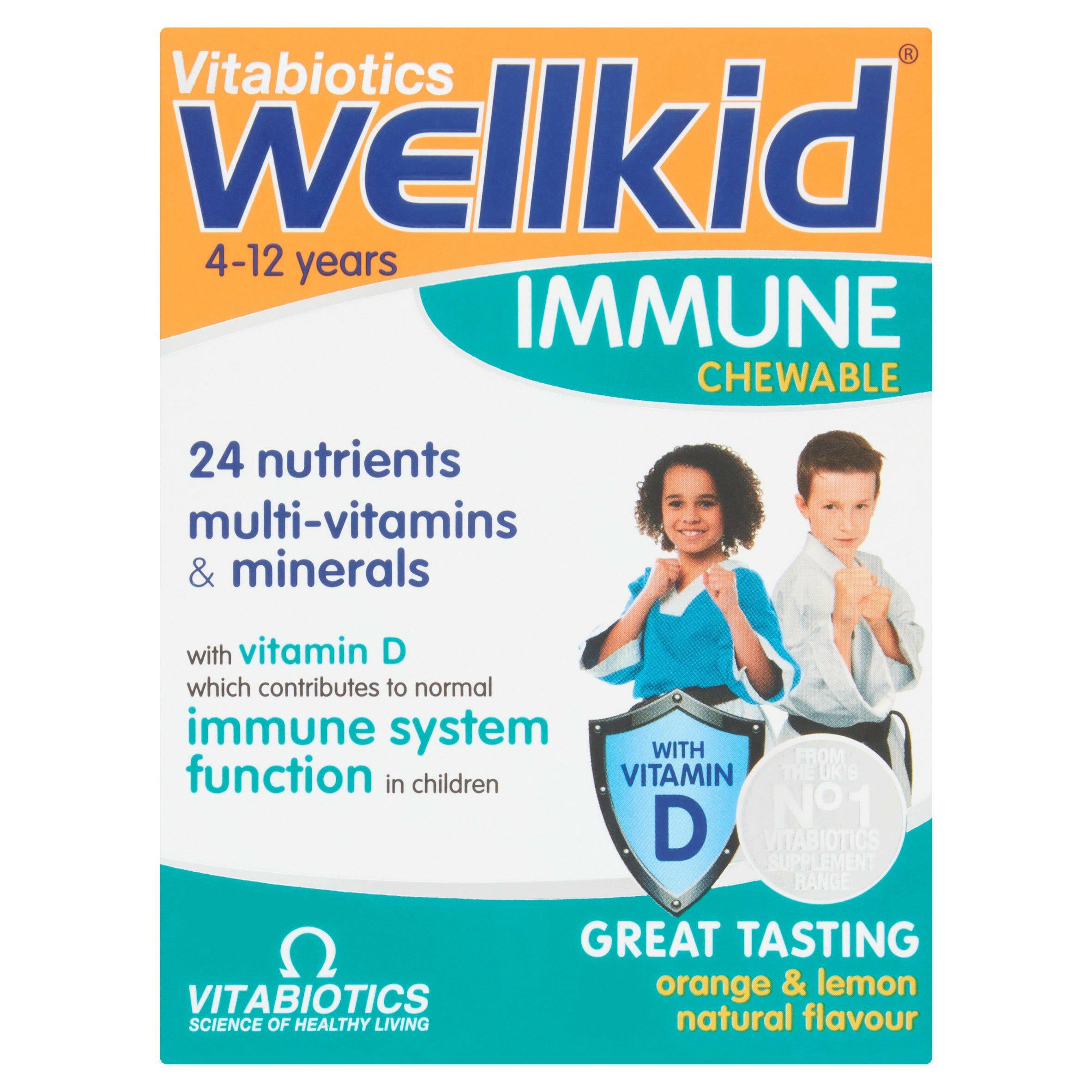 Vitabiotics WellKid Immune Chewable Natural Orange & Lemon Flavour 4-12 Years Chewable Tablets x30 GOODS Sainsburys