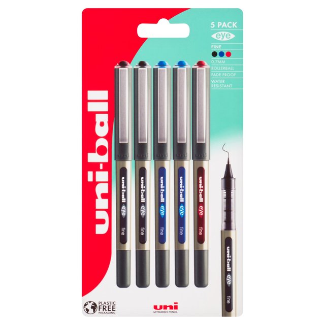 Uni-ball Eye Assorted Liquid Super Ink Fine Tip Rollerball Pens 5 per pack GOODS M&S