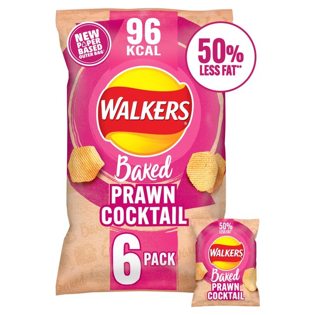Walkers Baked Prawn Cocktail Multipack Snacks 6 per pack GOODS M&S