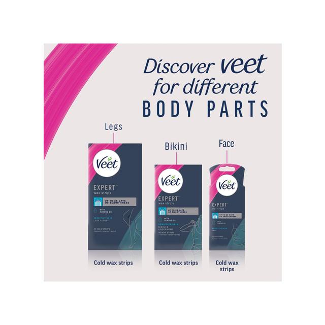 Veet Expert Wax Strips Face Sensitive Skin Hair Removal 20 per pack GOODS M&S