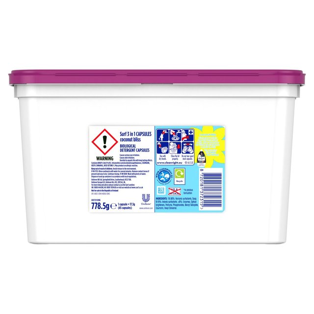 Surf Coconut Bliss 3 in 1 Washing Liquid Capsules 45 Wash 45 per pack GOODS M&S