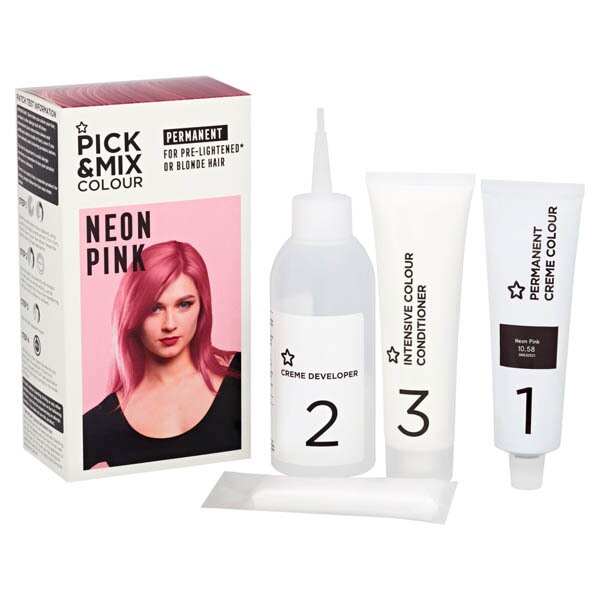 Superdrug Pick & Mix Permenant Hair Dye Denim Neon Pink GOODS Superdrug