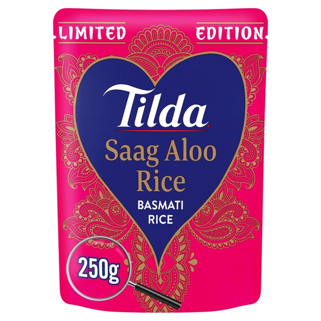 Tilda Microwave Limited Edition Saag Aloo Basmati Rice 250g GOODS M&S