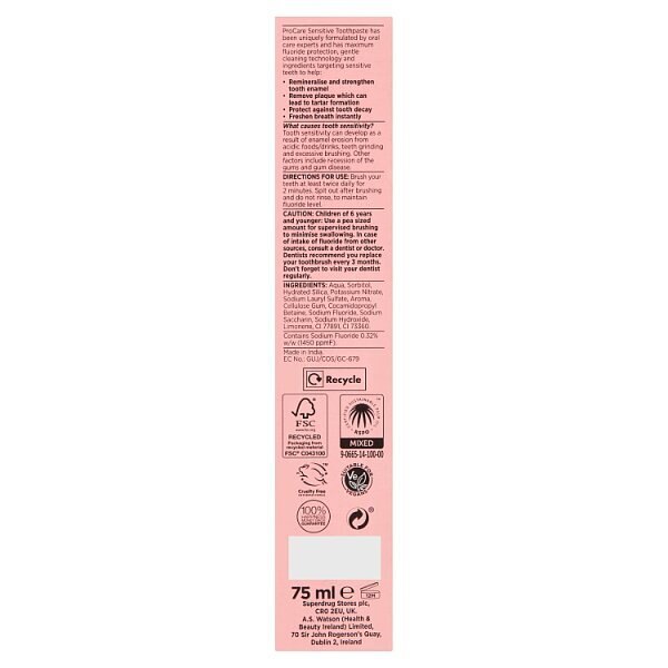 Superdrug Procare Sensitive Toothpaste 75ml GOODS Superdrug