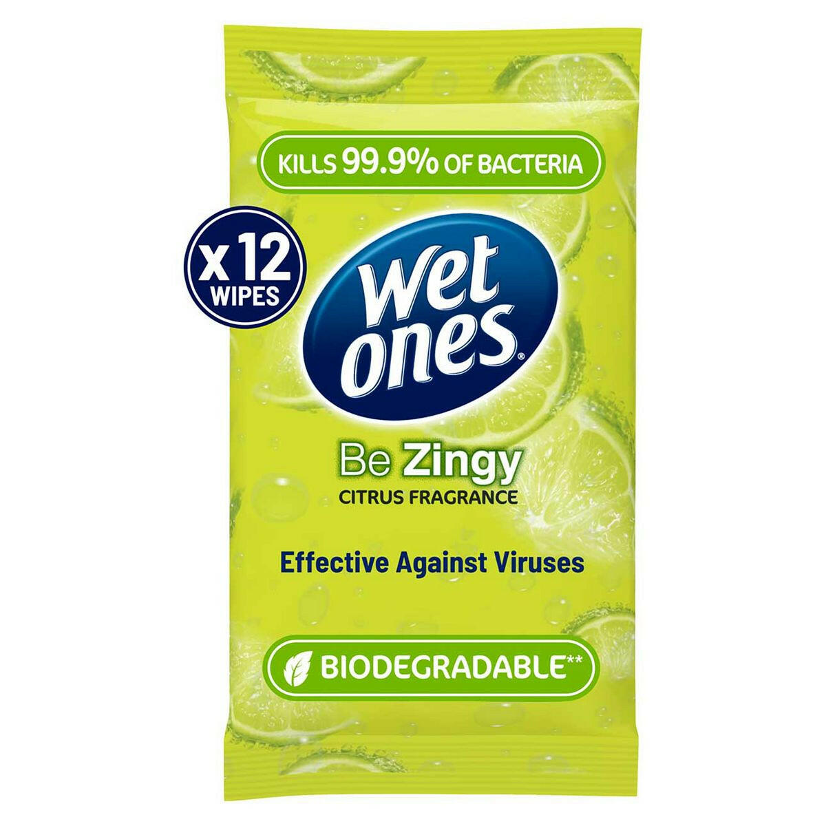 Wet Ones Be Zingy Biodegradable Antibacterial Hand Wipes, 12 Pack GOODS Boots