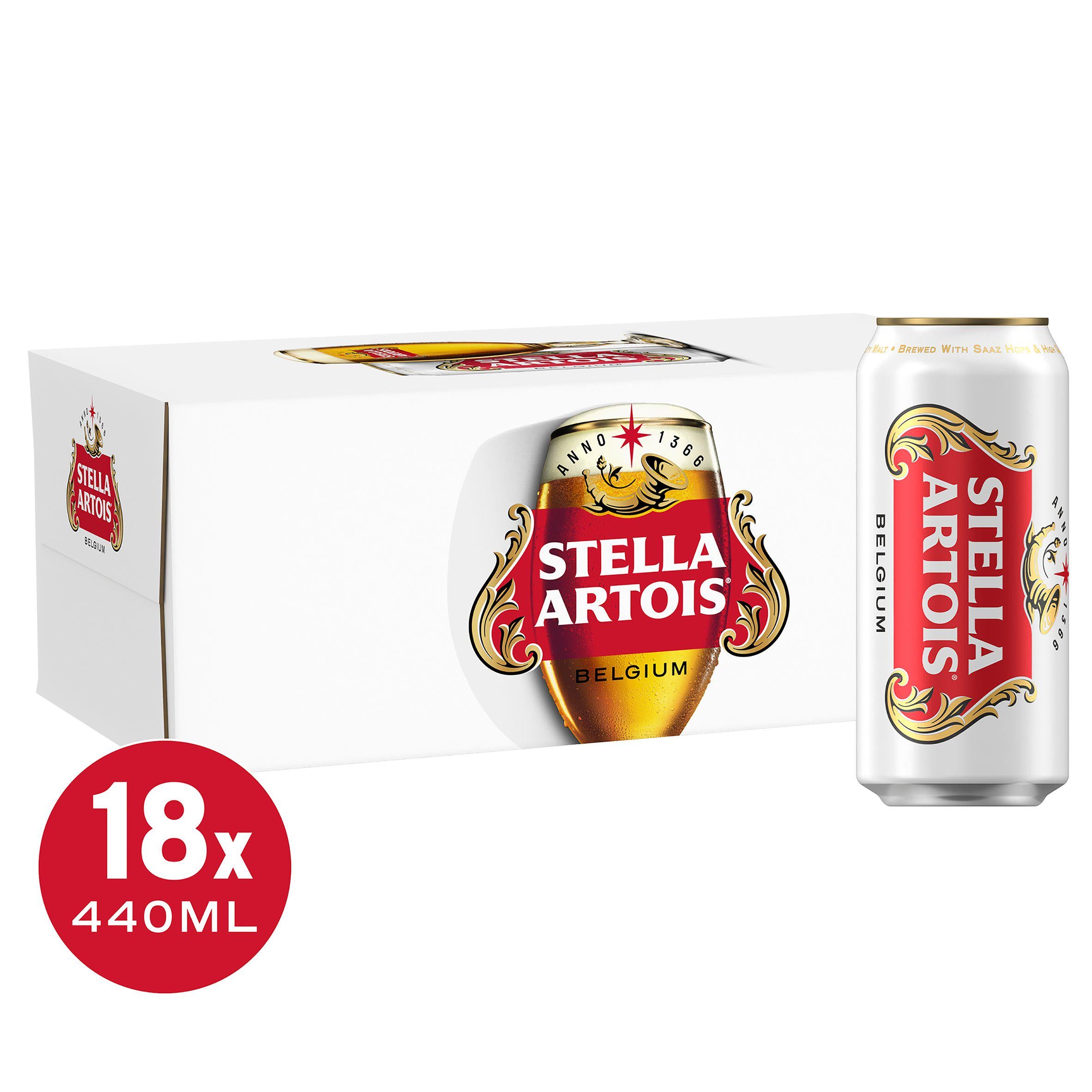 Stella Artois Premium Lager Beer Cans 18x440ml All beer Sainsburys