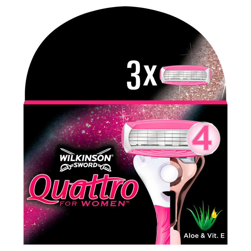 Wilkinson Sword Quattro for Women Razor Blades x 3 Refills Women's Toiletries ASDA