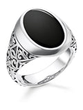 Thomas Sabo Ring aus schwarzem Onyx – 925er Silber, geschwärzt