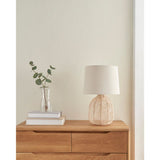 George Home Natural Rattan Table Lamp with Linen Shade