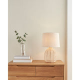 George Home Natural Rattan Table Lamp with Linen Shade