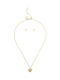 COACH Gold Tone Signature C Pavé Heart Boxed Jewelry Set