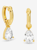 Jon Richard Gold Tone 18K Chain and Cubic Zirconia Peardrop Earrings