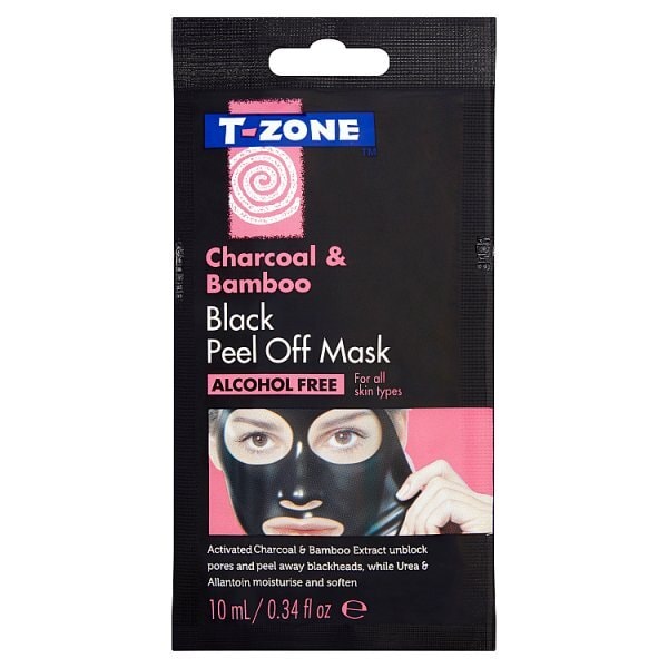T-Zone Charcoal & Bamboo Black Peel Off Mask 10ml GOODS Superdrug