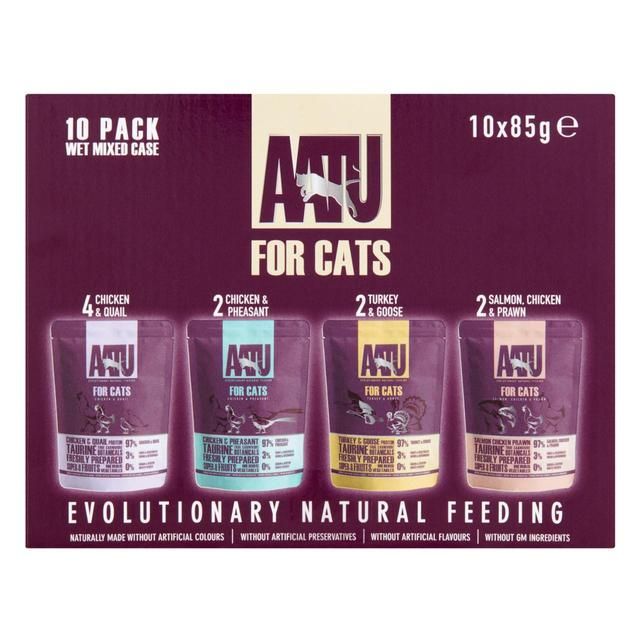 AATU Adult Cat Food Wet Pouches Mixed Case 10 x 85g - McGrocer