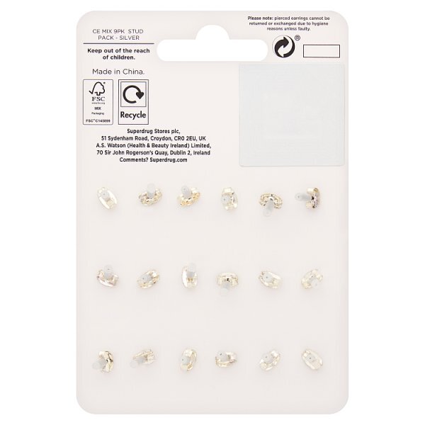 Superdrug Mix Silver Tone 9 Stud Pack GOODS Superdrug