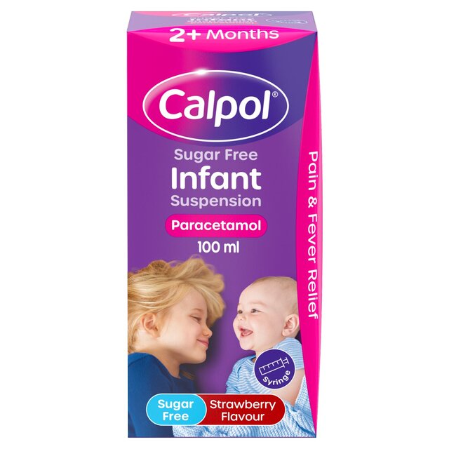 Calpol Infant Sugar Free Oral Suspension Strawberry 2+ Months 100ml - McGrocer