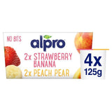 Alpro No Bits Strawberry-Banana & Peach-Pear Yoghurt Alternative 4 x 125g - McGrocer